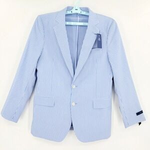 Stafford Men's Classic Fit Blue Stripe Seersucker Blazer Sport Coat 42R NWT $168